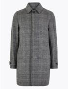 Marks & Spencer Wool Rich Checked Overcoat Grey Mix
