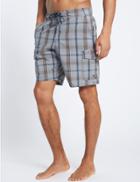 Marks & Spencer Cotton Rich Quick Dry Checked Swim Shorts Neutral