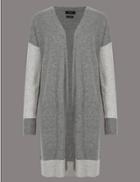 Marks & Spencer Pure Cashmere Open Front 2 Pocket Cardigan Grey Mix