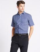 Marks & Spencer Pure Cotton Non-iron Regular Fit Shirt Navy Mix