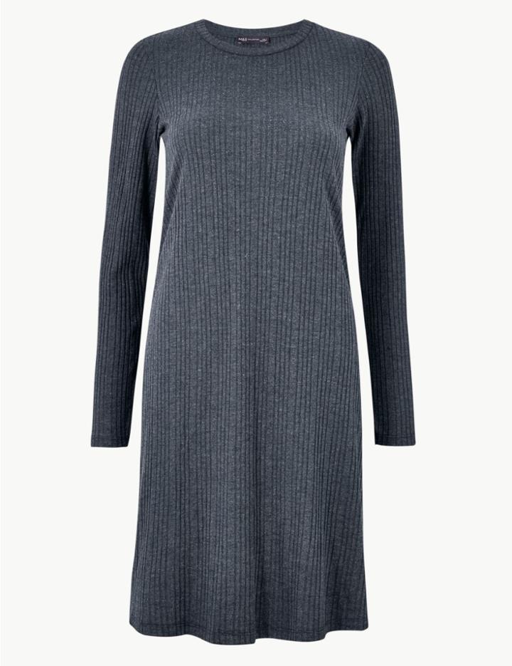 Marks & Spencer Ribbed Swing Dress Indigo