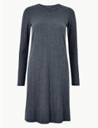 Marks & Spencer Ribbed Swing Dress Indigo