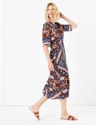 Marks & Spencer Scarf Placement Print Midi Shirt Dress Multi