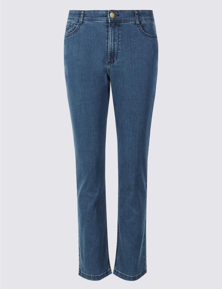 Marks & Spencer Mid Rise Slim Fit Jeans Medium Blue Mix