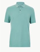 Marks & Spencer Slim Fit Pure Cotton Polo Shirt Light Green
