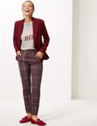 Marks & Spencer Checked Ankle Grazer Trousers Pink Mix