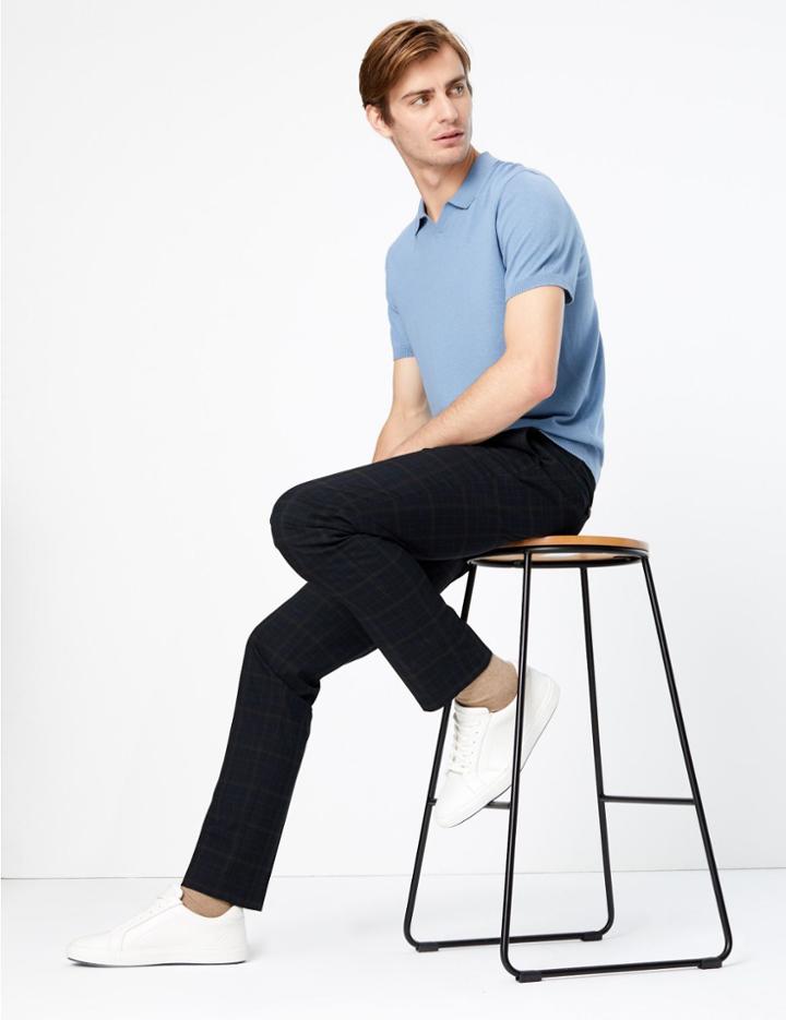 Marks & Spencer Skinny Fit Checked Stretch Trousers