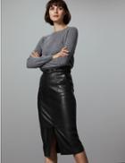 Marks & Spencer Leather Belted Pencil Skirt Black