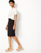 Marks & Spencer Cotton Rich Polka Dot Pencil Skirt Black Mix