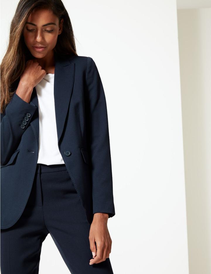 Marks & Spencer Tailored Stitch Detail Blazer Navy