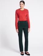 Marks & Spencer Cotton Rich Straight Leg Trousers Teal
