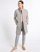 Marks & Spencer Wool Blend Textured Coat Grey Mix