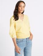 Marks & Spencer Striped 3/4 Sleeve Blouse Yellow Mix