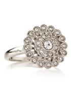 Marks & Spencer Platinum Plated Vintage Style Floral Diamant Ring Silver Mix