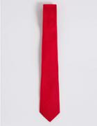 Marks & Spencer Pure Silk Satin Twill Textured Tie Red