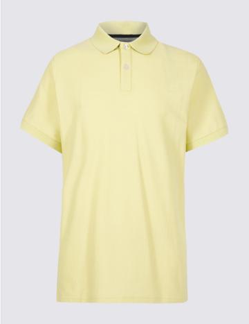 Marks & Spencer Slim Fit Pure Cotton Polo Shirt Soft Yellow