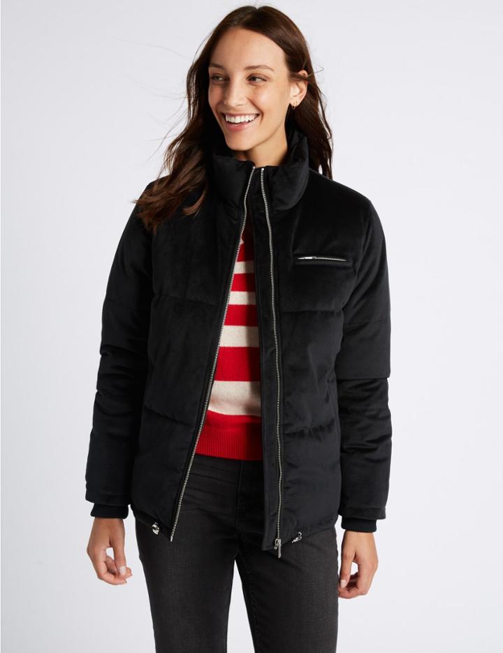Marks & Spencer Velvet Padded Jacket Black