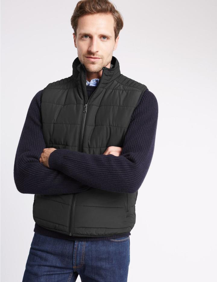 Marks & Spencer Tailored Fit Quilted Gilet With Stormwear&trade; Black