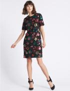 Marks & Spencer Sequin Flower Short Sleeve Tunic Dress Black