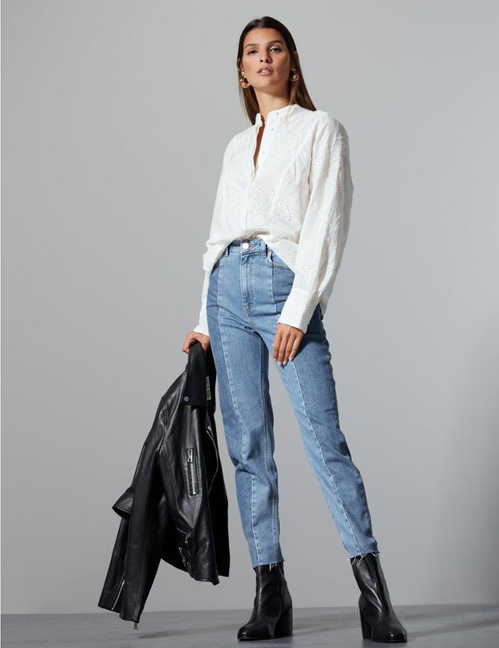Marks & Spencer Seamed Straight Leg Jeans Light Indigo