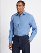 Marks & Spencer Pure Cotton Regular Fit Shirt With Pocket Blue