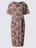 Marks & Spencer Abstract Print Kimono Tie Shift Dress Multi