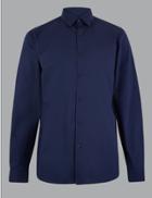 Marks & Spencer Cotton Regular Fit Shirt Navy
