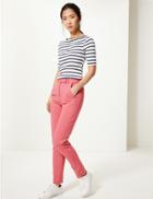 Marks & Spencer Mia Ponte Slim Ankle Grazer Trousers Pink