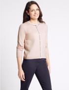 Marks & Spencer Cashmilon&trade; Contrasting Edge Cardigan Peach Mix