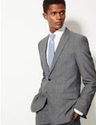 Marks & Spencer Grey Checked Tailored Fit Wool Jacket Grey