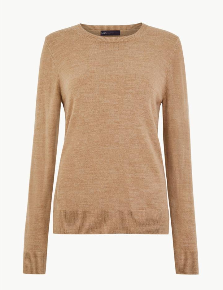Marks & Spencer Cashmilon&trade; Crew Neck Jumper Camel