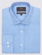 Marks & Spencer Pure Cotton Easy To Iron Regular Fit Shirt Blue Mix