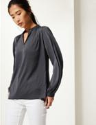 Marks & Spencer Washed Satin Relaxed Fit Blouse Gunmetal