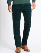 Marks & Spencer Cotton Rich Corduroy Trousers With Stormwear&trade; Dark Teal
