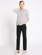 Marks & Spencer Cotton Rich Stretch Straight Leg Trousers Black