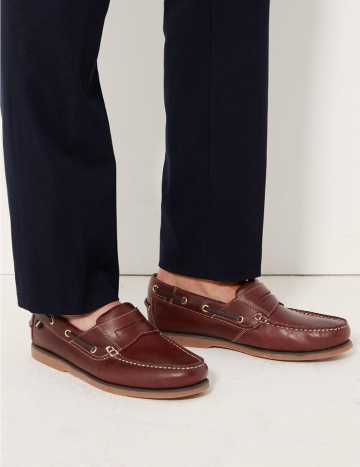 Marks & Spencer Leather Slip-on Boat Shoes With Freshfeet&trade;