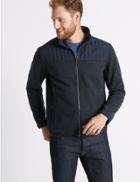 Marks & Spencer Textured Fleece Jacket With Stormwear&trade; Navy Mix