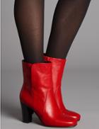 Marks & Spencer Leather Block Heel Ankle Boots Red