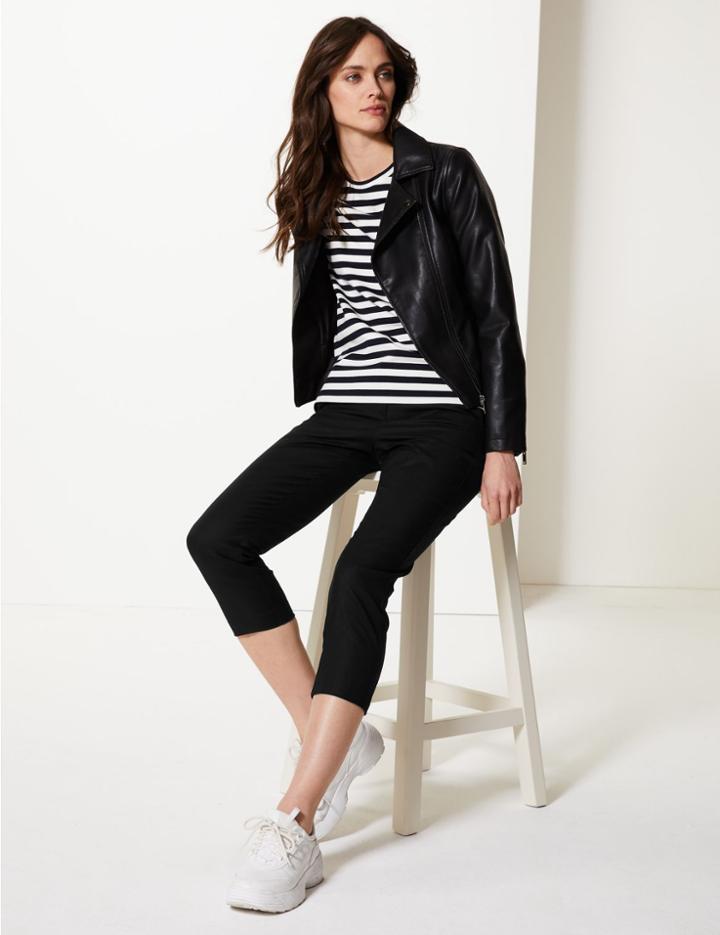 Marks & Spencer Slim Leg Cropped Trousers Black