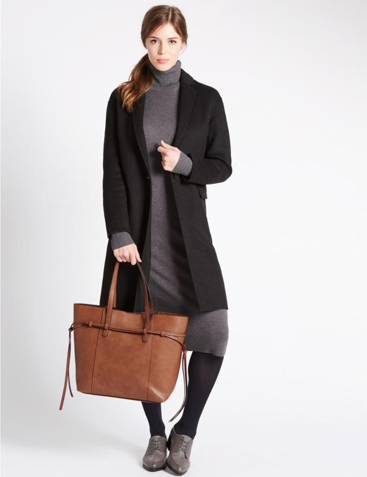 Marks & Spencer Faux Leather Tie Side Shopper Bag Tan