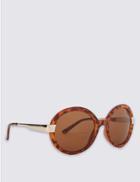 Marks & Spencer Glam Round Oversized Sunglasses Brown Mix