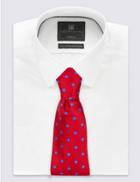 Marks & Spencer Pure Silk Spotted Tie Navy/red