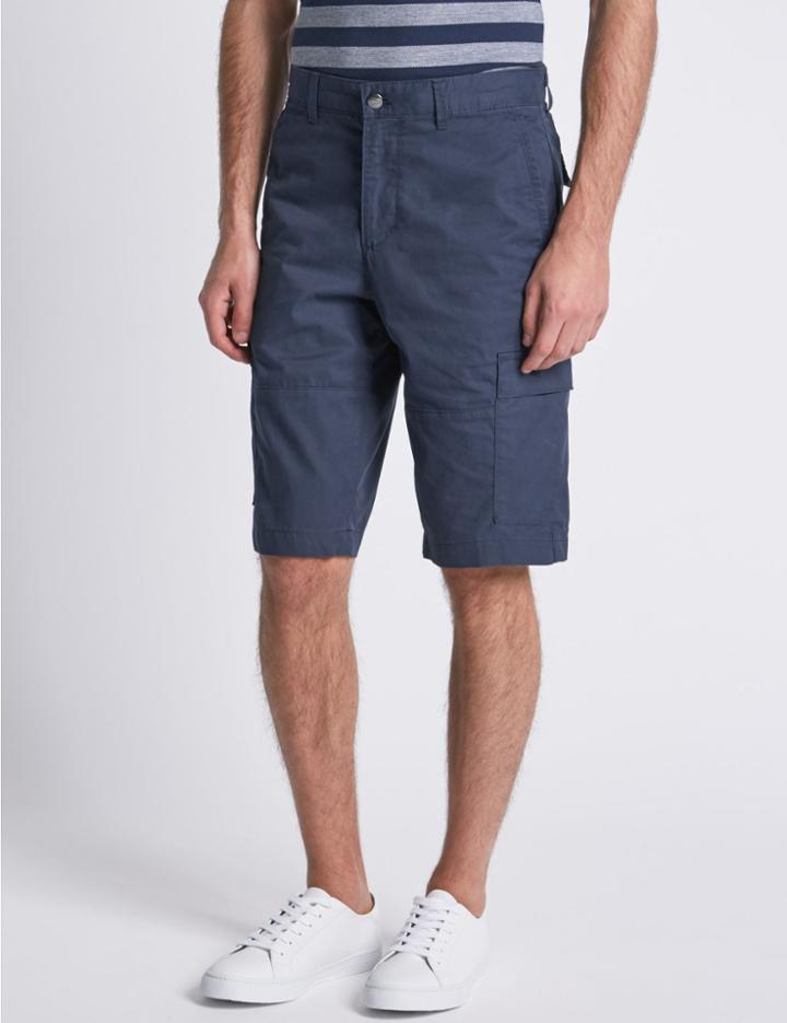 Marks & Spencer Cotton Rich Cargo Shorts Navy