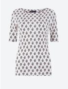 Marks & Spencer Floral Boat Neck T-shirt Cream Mix