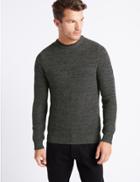 Marks & Spencer Pure Cotton Textured Jumper Charcoal Mix