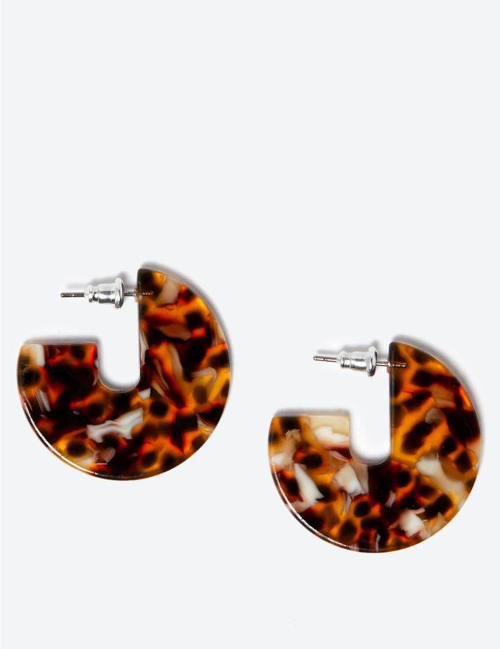 Marks & Spencer Marble Resin Hoop Earrings Brown Mix