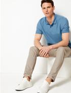 Marks & Spencer Pure Cotton Polo Shirt Mid Blue