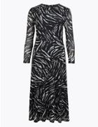 Marks & Spencer Animal Print Jersey Wasited Midi Dress Ivory Mix