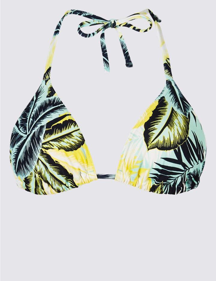 Marks & Spencer Palm Print Triangle Bikini Top Aqua Mix