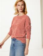 Marks & Spencer Textured Regular Fit Long Sleeve Sweatshirt Terracotta